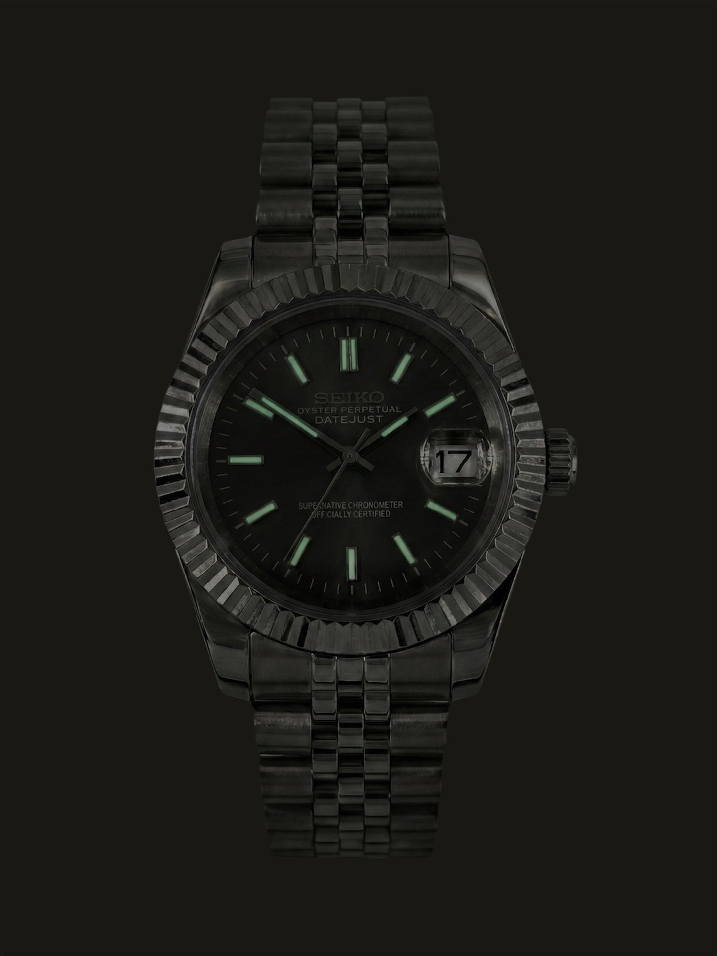 Grå Datejust mod, gray Seikomod lume