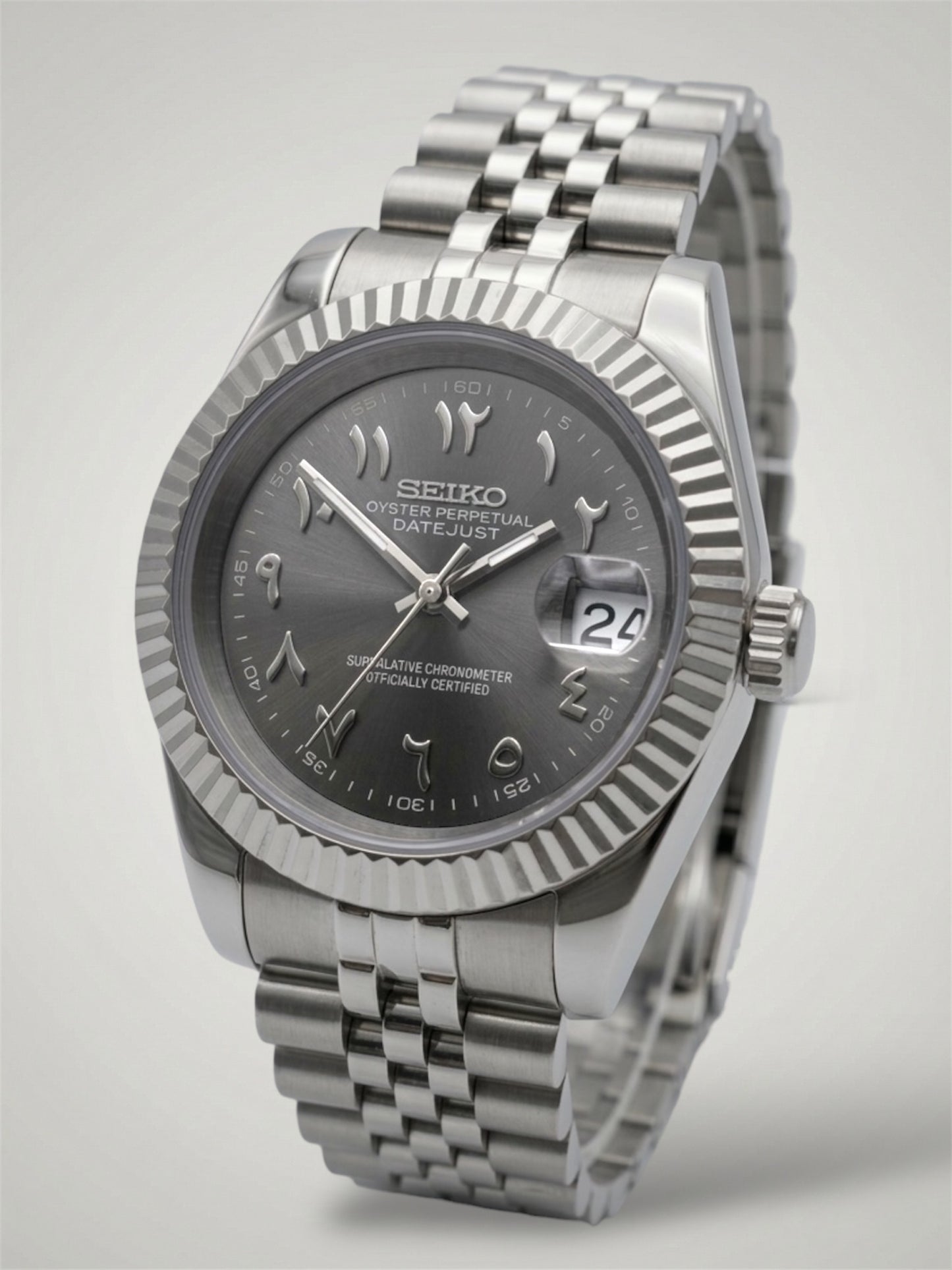 Seikomod-gray-arabic-jubilee-fluted-bezel